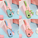 Hallmo Car Female Style Cowhide Leather Key Protective Cover for Mercedes-Benz, B Type (Pink)