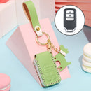 Hallmo Car Female Style Cowhide Leather Key Protective Cover for Honda (Grass Green)
