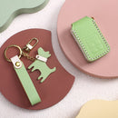 Hallmo Car Female Style Cowhide Leather Key Protective Cover for Honda (Pink)