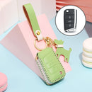 Hallmo Car Female Style Cowhide Leather Key Protective Cover for Volkswagen, B Type (Grass Green)