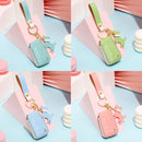 Hallmo Car Female Style Cowhide Leather Key Protective Cover for Volkswagen, B Type (Lake Blue)