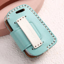 Hallmo Car Female Style Cowhide Leather Key Protective Cover for Volkswagen, B Type (Lake Blue)