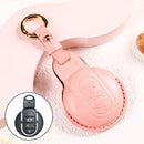 Car Female Style Cowhide Leather Key Protective Cover for BMW Mini, without Bow (Pink)