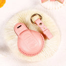 Car Female Style Cowhide Leather Key Protective Cover for BMW Mini, without Bow (White)