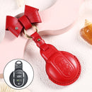 Car Female Style Cowhide Leather Key Protective Cover for BMW Mini, with Bow (Red)