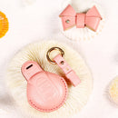 Car Female Style Cowhide Leather Key Protective Cover for BMW Mini, with Bow (Pink)