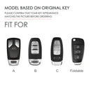 Car Female Style Cowhide Leather Key Protective Cover for Audi, A Type with Bow (Pink)