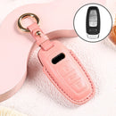 Car Female Style Cowhide Leather Key Protective Cover for Audi, C Type without Bow (Pink)