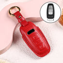 Car Female Style Cowhide Leather Key Protective Cover for Audi, C Type without Bow (Red)