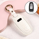 Car Female Style Cowhide Leather Key Protective Cover for Audi, C Type without Bow (White)