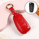 Car Female Style Cowhide Leather Key Protective Cover for Audi, Folding Type without Bow (Red)