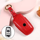 Car Female Style Cowhide Leather Key Protective Cover for BMW, A Type without Bow (Red)
