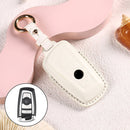 Car Female Style Cowhide Leather Key Protective Cover for BMW, A Type without Bow (White)