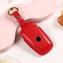 Car Female Style Cowhide Leather Key Protective Cover for BMW, A Type without Bow (Red)