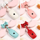 Car Female Style Cowhide Leather Key Protective Cover for BMW, A Type with Bow (Pink)