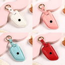Car Female Style Cowhide Leather Key Protective Cover for BMW, B Type Blade without Bow (Pink)