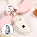 Car Female Style Cowhide Leather Key Protective Cover for BMW, B Type Blade with Bow (White)