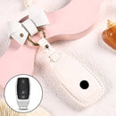 Car Female Style Cowhide Leather Key Protective Cover for Mercedes-Benz, A Type with Bow (White)