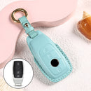 Car Female Style Cowhide Leather Key Protective Cover for Mercedes-Benz, B Type without Bow (Lake Blue)