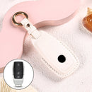 Car Female Style Cowhide Leather Key Protective Cover for Mercedes-Benz, B Type without Bow (White)