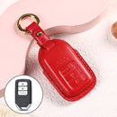 Car Female Style Cowhide Leather Key Protective Cover for Honda 3-button Start, without Bow(Red)