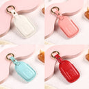 Car Female Style Cowhide Leather Key Protective Cover for Honda 3-button Start, without Bow(Lake Blue)