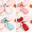 Car Female Style Cowhide Leather Key Protective Cover for Honda 3-button Start, with Bow (Pink)