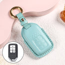 Car Female Style Cowhide Leather Key Protective Cover for Honda 4-button Start, without Bow (Lake Blue)
