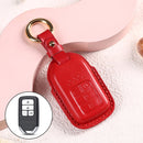 Car Female Style Cowhide Leather Key Protective Cover for Honda 4-button Start, without Bow (Red)