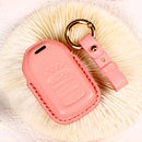 Car Female Style Cowhide Leather Key Protective Cover for Honda 4-button Start, without Bow (Lake Blue)