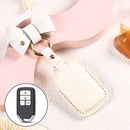 Car Female Style Cowhide Leather Key Protective Cover for Honda 4-button Start, with Bow (White)