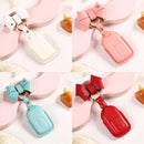 Car Female Style Cowhide Leather Key Protective Cover for Honda 4-button Start, with Bow (White)