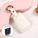 Car Female Style Cowhide Leather Key Protective Cover for Volkswagen, A Type without Bow (White)