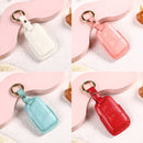 Car Female Style Cowhide Leather Key Protective Cover for Volkswagen, A Type without Bow (Pink)
