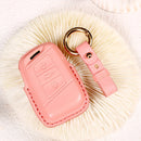Car Female Style Cowhide Leather Key Protective Cover for Volkswagen, A Type without Bow (Red)