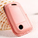 Car Female Style Cowhide Leather Key Protective Cover for Volkswagen, A Type without Bow (Pink)