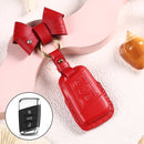 Car Female Style Cowhide Leather Key Protective Cover for Volkswagen, A Type with Bow (Red)