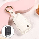 Car Female Style Cowhide Leather Key Protective Cover for Volkswagen, B Type without Bow (White)