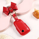 Car Female Style Cowhide Leather Key Protective Cover for Volkswagen, B Type with Bow (Lake Blue)