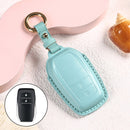 Car Female Style Cowhide Leather Key Protective Cover for Toyota 2-button 2017, without Bow (Lake Blue)