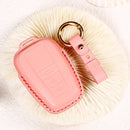 Car Female Style Cowhide Leather Key Protective Cover for Toyota 2-button 2017, without Bow (Pink)