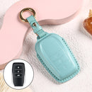 Car Female Style Cowhide Leather Key Protective Cover for Toyota 3-button 2017, without Bow (Lake Blue)