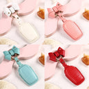 Car Female Style Cowhide Leather Key Protective Cover for Toyota 3-button 2017, with Bow (Pink)