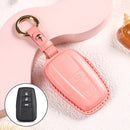 Car Female Style Cowhide Leather Key Protective Cover for Toyota 3-button 2018, without Bow (Pink)