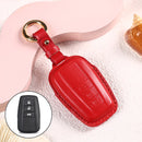 Car Female Style Cowhide Leather Key Protective Cover for Toyota 3-button 2018, without Bow (Red)