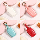 Car Female Style Cowhide Leather Key Protective Cover for Toyota 3-button 2018, without Bow (White)