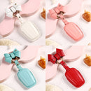 Car Female Style Cowhide Leather Key Protective Cover for Toyota 3-button 2018, with Bow (White)