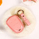 Car Female Style Cowhide Leather Key Protective Cover for Cadillac 4-button, without Bow (Pink)