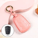 Car Female Style Cowhide Leather Key Protective Cover for Cadillac 5-button, without Bow(Pink)