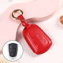 Car Female Style Cowhide Leather Key Protective Cover for Cadillac 5-button, without Bow(Red)